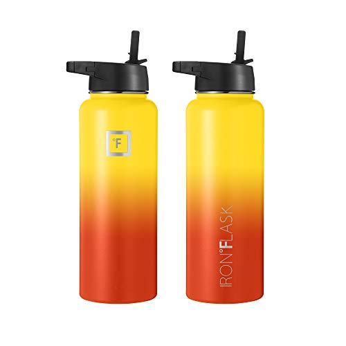 IRON °FLASK Stainless Steel Insulated Water Bottle with 3 Lids, 40 oz U19688