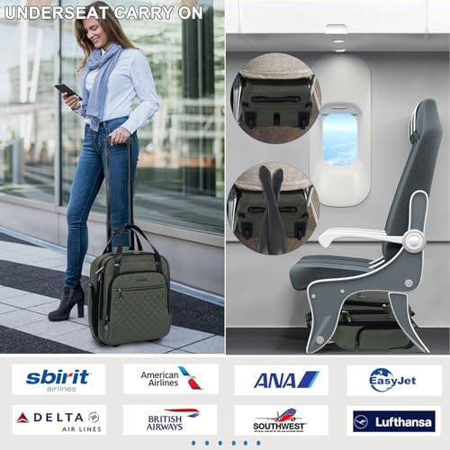 EMPSIGN Underseat Carry On Wheeled 16" Lightweight Rolling Bag for Travel, Black B8919