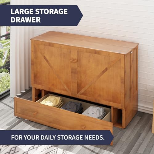 Queen Size Murphy Bed with Storage Drawer and USB Charging Station, Gray L928