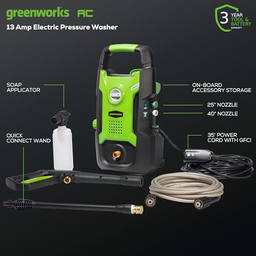 Greenworks Compact Electric Pressure Washer, 1.2 GPM, Lightweight R449552