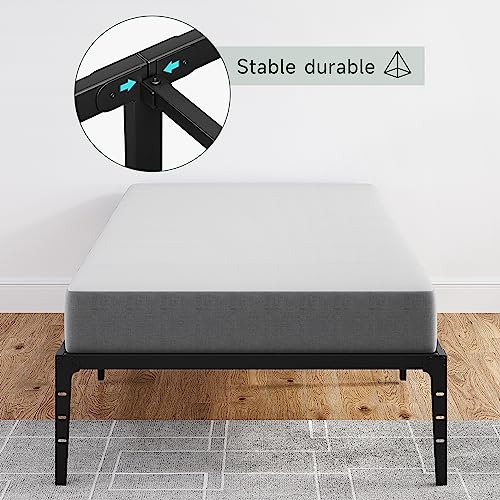 IDEALHOUSE 6 Inch Metal Platform Twin Bed Frame, Heavy Duty, No Box Spring Needed W56107