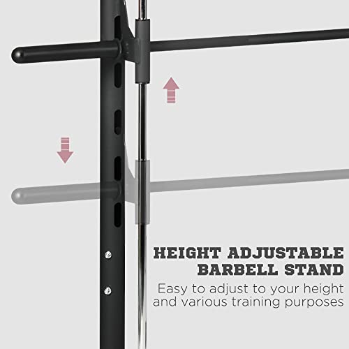 Soozier Squat Rack with Pull-Up Bar, Adjustable Power Rack for Home Gym, Black X745