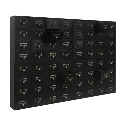 Vintage 16-Drawer Wooden Desktop Organizer with Iron Label Holders N538