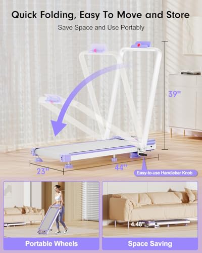 Walking Pad Treadmill with 8% Incline & Handle Bar, 3.5HP Portable for Home E1260
