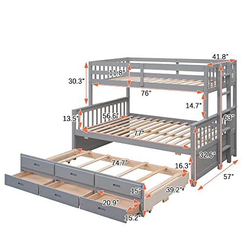 Harper & Bright Designs Twin Over Twin Bunk Bed with Storage Drawers, Solid Wood, Espresso P440327
