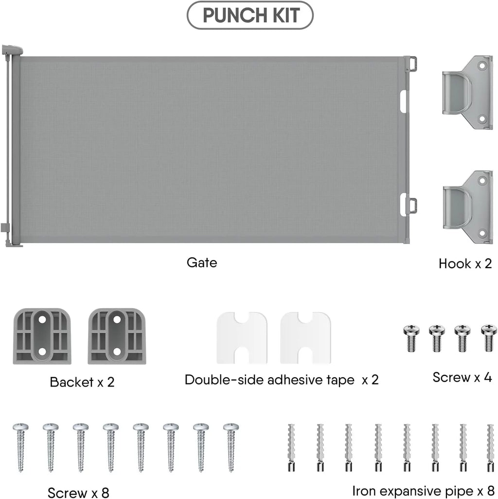 Retractable Baby Gate for Stairs, BabyBond Extra Wide 59" x 33" Tall, Gray O944