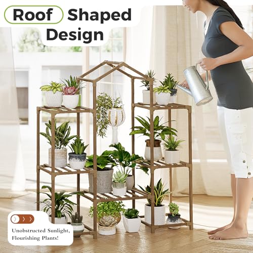 Bamworld Plant Stand Indoor Outdoor Wood Plant Rack 3 Tier Ladder D51744