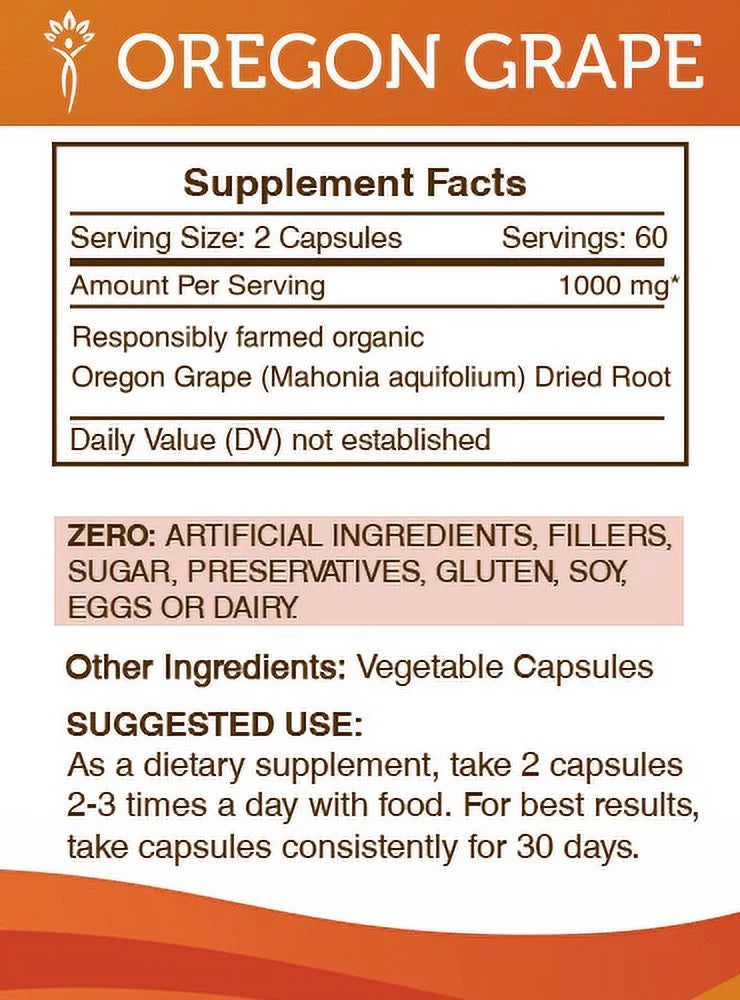 Secrets of the Tribe Oregon Grape 120 Capsules, 500 mg, Dried Root T2555
