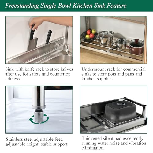 Stainless Steel Freestanding Utility Sink with Faucet L128