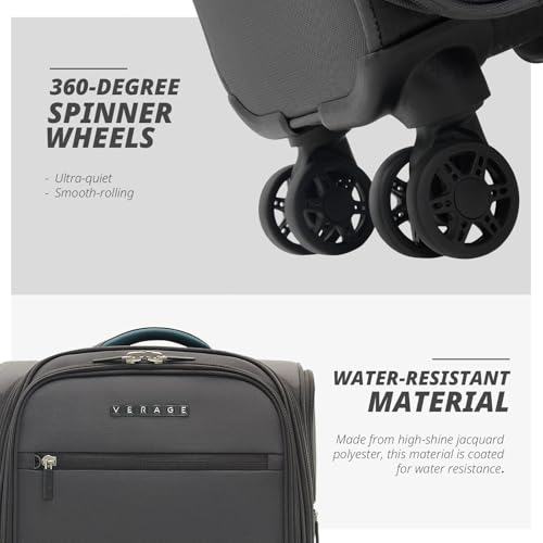 Verage Under Seat Luggage with Wheels, Softside Spinner Carry On, Navy 14-Inch A51804