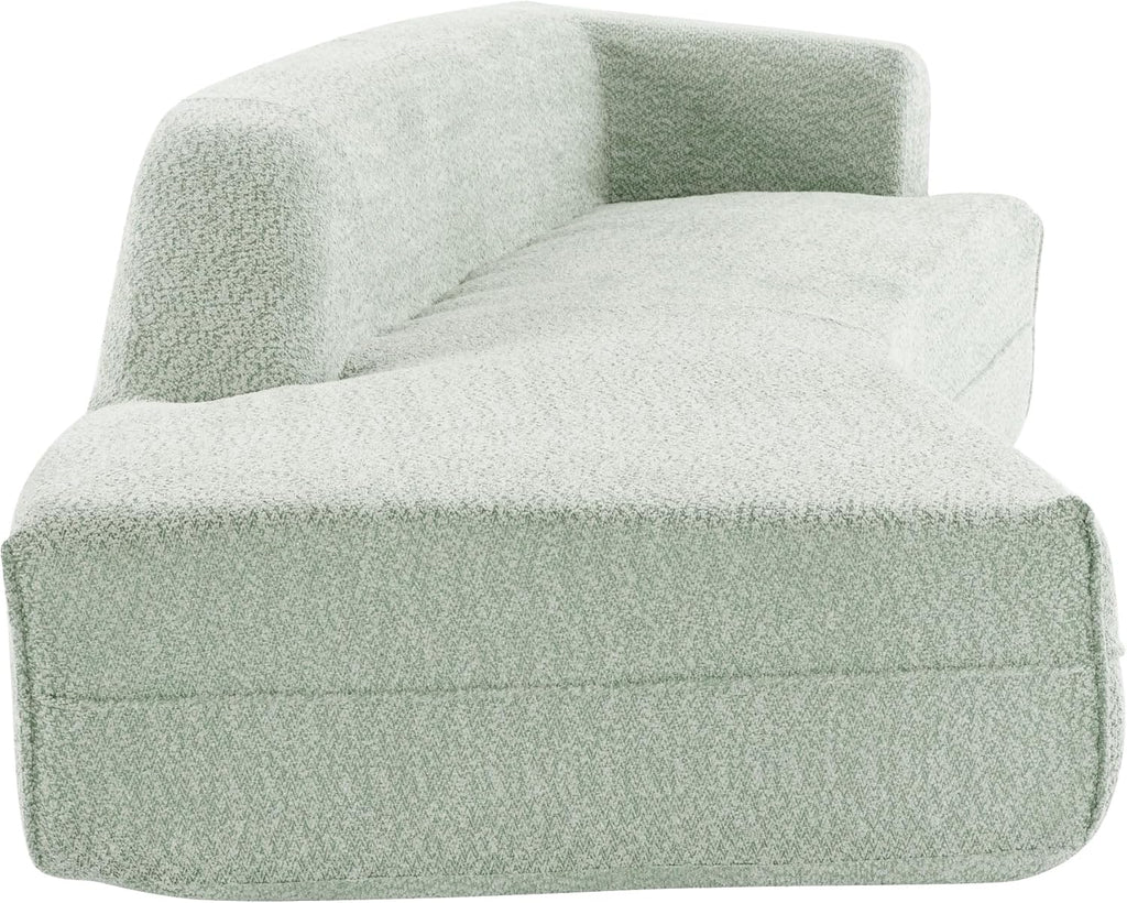 109.4" Modern Cloud Curved Sofa Boucle Chaise Lounge with Left Arm Facing, Green I6917