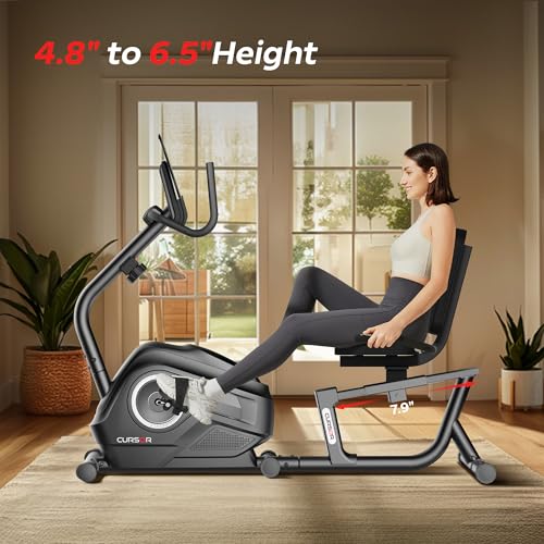CURSOR FITNESS Recumbent Exercise Bike with Adjustable Seat, 16-Level Magnetic Resistance Z396