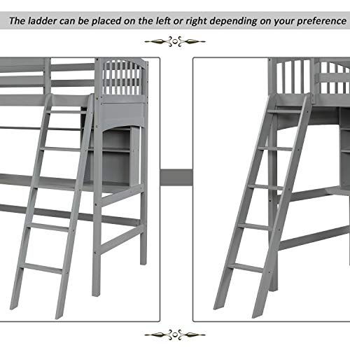 Harper & Bright Designs Full Size Loft Bed with Wardrobe and Desk, Solid Wood, White R4710