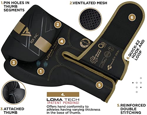 RDX Boxing Gloves Pro Training Sparring Maya Hide Leather Muay Thai MMA Kickboxing Adult Ventilated Palm R71478