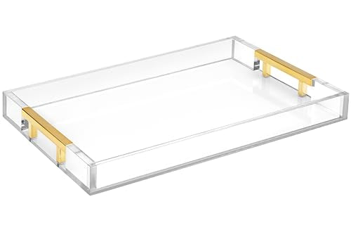 White Marble Faux Leather Decorative Tray with Handles D972626