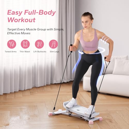 MERACH Balancing Machine for Full Body Workout, Sliding Ski Simulator with Resistance Bands, Black W4429