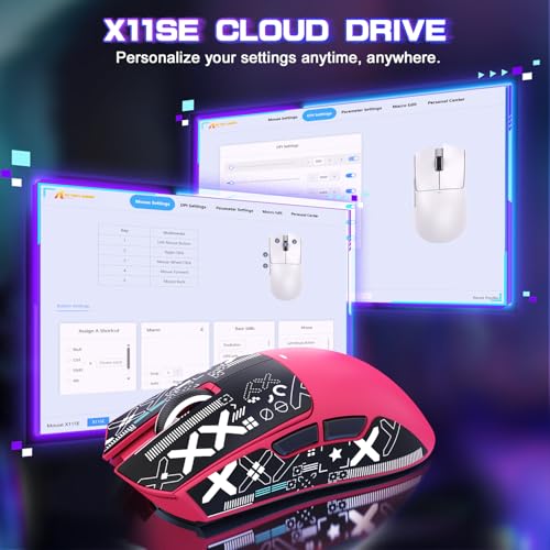 Attack Shark X11SE Wireless Gaming Mouse, Tri-Mode 22K DPI, 59g, Berry Red Y3775