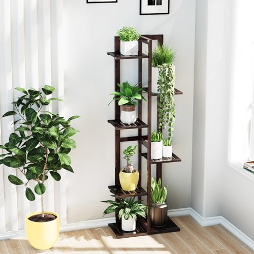 DolceLuna Bamboo Plant Stand Indoor 6 Tier 46 Inch Q3025