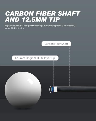 CRICAL Carbon Fiber Pool Cue Stick 58" with 12.5mm Tip J317692