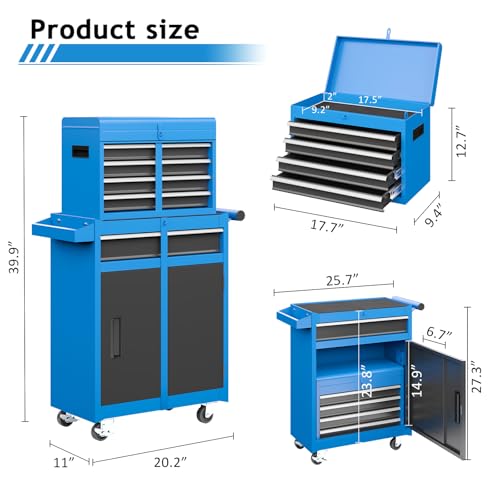 5-Drawer Rolling Tool Chest Storage Cabinet with Detachable Top Tool Box, Black R11137