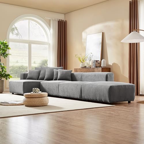Curved Boucle Modular Sectional Sofa for Living Room, Cream E468