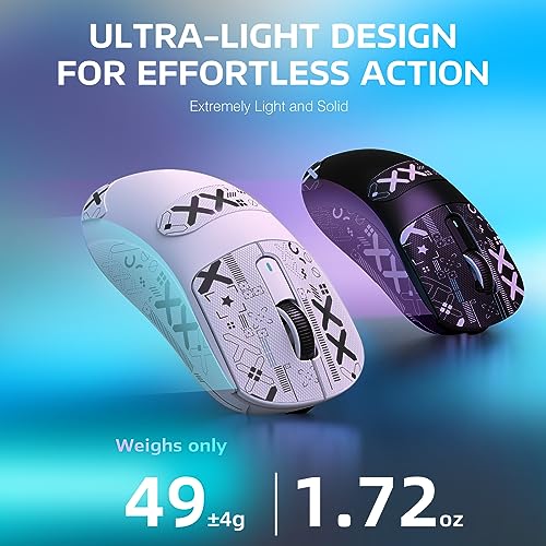 ATTACK SHARK X3 Wireless Gaming Mouse, 49g Ergonomic, PAW3395 26K DPI, White C238377