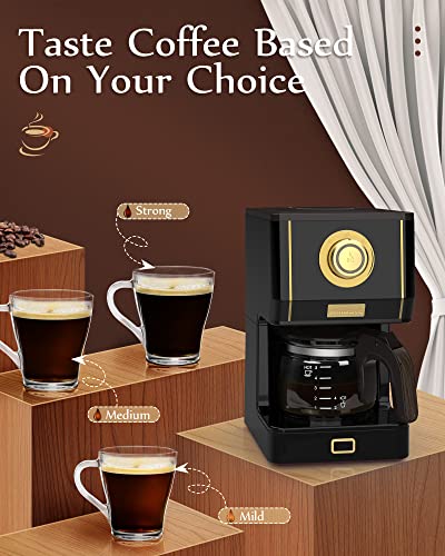 Amaste Drip Coffee Maker, 25 Oz Glass Pot, Retro Style with Reusable Filter Y974