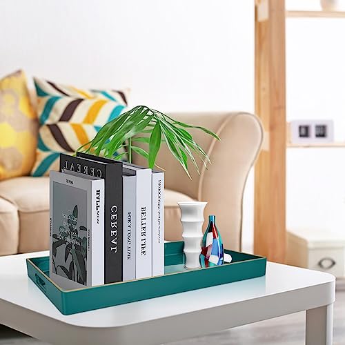 Gifturbo Blue Serving Tray with Handles, Rectangular Plastic Tray J15614