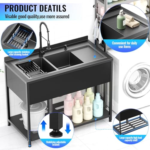 Stainless Steel Utility Sink with Faucet and Drain Kit I168