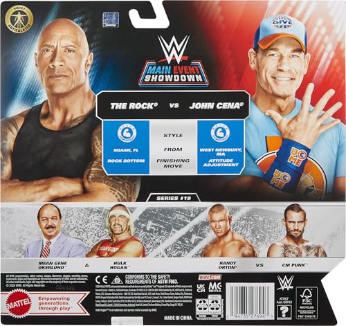 Mattel WWE Main Event Championship Showdown 2-Pack Action Figures, The Rock vs John Cena X919605