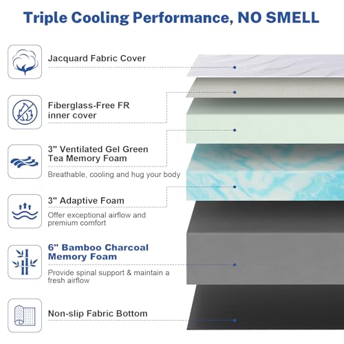 Split King Adjustable Bed Frame with Gel Memory Foam Mattress, Wireless Remote F95930