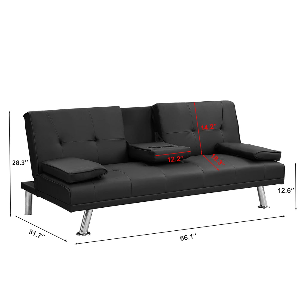 BASTCH Home Futon Sofa Bed 67 Inch with Removable Armrests, Wood Frame A109189
