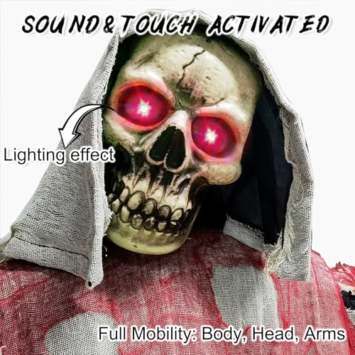 6 Ft Animated Grim Reaper Halloween Decorations with Sound G64114
