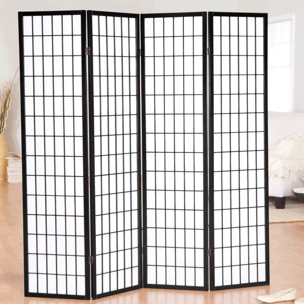 GTU Furniture Japanese Style 4 Panel Wood Shoji Room Divider Screen Q599