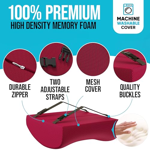 FORTEM Office Chair Cushion and Back Support, Memory Foam Lumbar Pillow, Non Slip, XL V440
