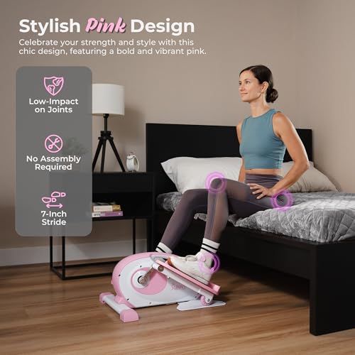 Sunny Health & Fitness Under Desk Elliptical Exerciser, Magnetic, Pink V916