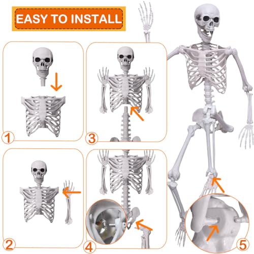 Wocst 5.4Ft Halloween Skeleton with Movable Joints Z6304