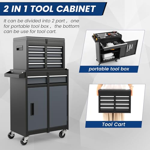 Goplus 5-Drawer Rolling Tool Chest with Lockable Wheels, Gray Z601390
