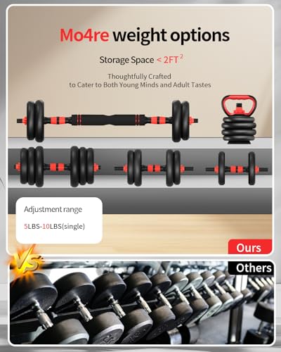Adjustable Dumbbells 80lbs Free Weight Set with Connector for Home Gym I872