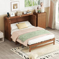 Queen Murphy Bed Cabinet with Storage Drawer and Charging Station, Solid Pine, White A401