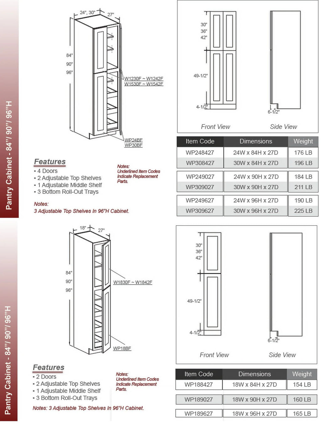 Solid Wood Pantry Cabinet, Ready-to-Assemble T978