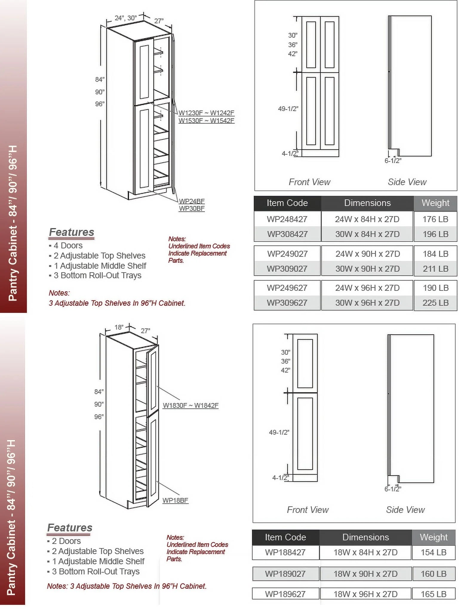 Solid Wood Pantry Cabinet, Ready-to-Assemble T978