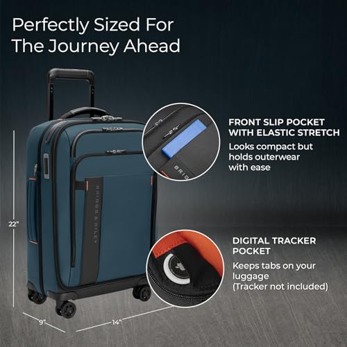 Briggs & Riley 22" Carry On Expandable Spinner - Softside Luggage, Black G487462