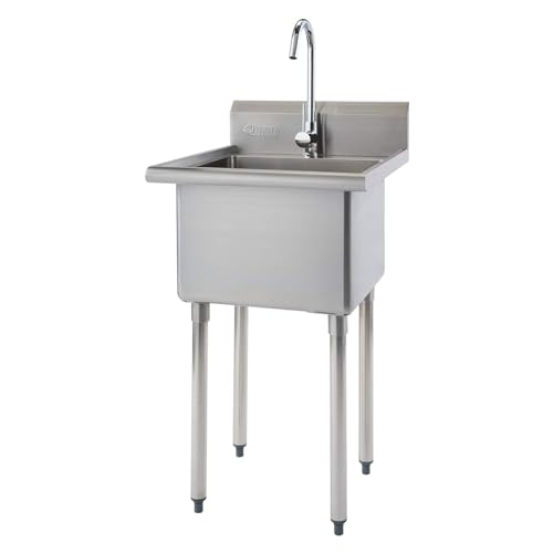 TRINITY THA-0307 Stainless Steel Freestanding Utility Sink with Chrome Faucet Y769640