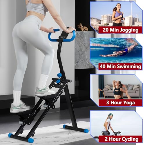 Folding Stair Stepper for Home Gym, Adjustable Handlebar & Pedals, 300LBS Load C3013