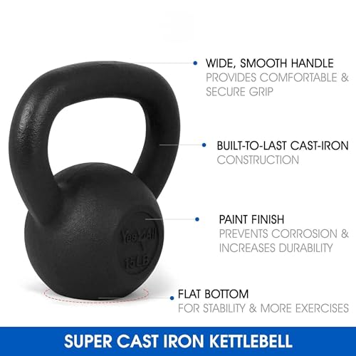 Yes4All 5-80 lbs Cast Iron Kettlebell for Strength Training M7531