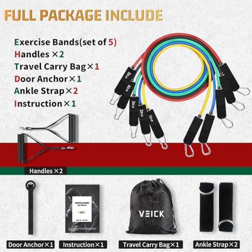 VEICK Resistance Bands with Handles for Home Workout O75059