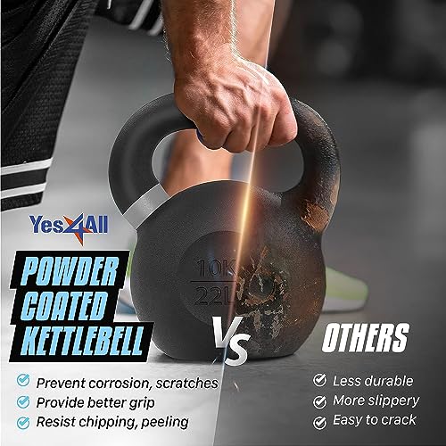 Yes4All Powder Coated Cast Iron Kettlebell Weight Set for Home Gym N15817