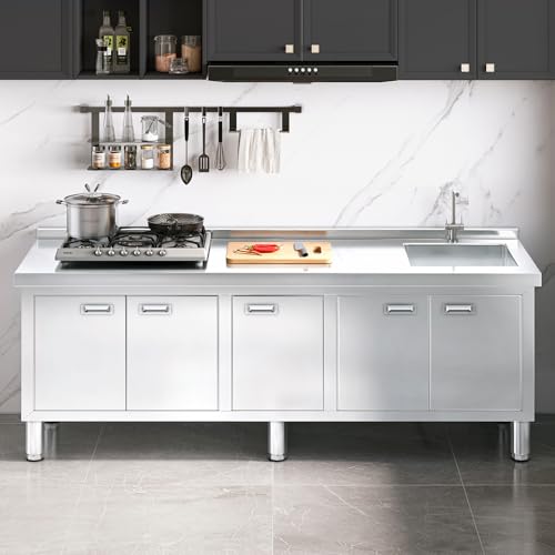 ZZV Freestanding Stainless Steel Utility Sink with Cabinet I631996